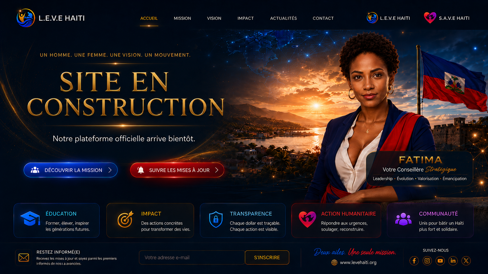 L.E.V.E HAITI et S.A.V.E HAITI — Site en construction. Notre plateforme officielle arrive bientôt.